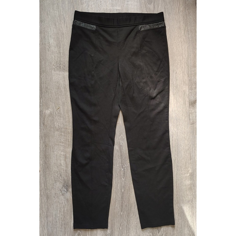 Alfani‎ Womens Leather Trim Casual Trouser Pants Black Size 10